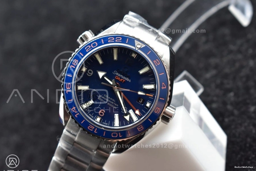 Dial VSF Planet Co-Axial Super 43.5mm GMT Blue Bracelet on Best Stretchable 1:1 Ocean 1014 Clone Bezel SS Blue A8605 600M Ceramic Edition 0814